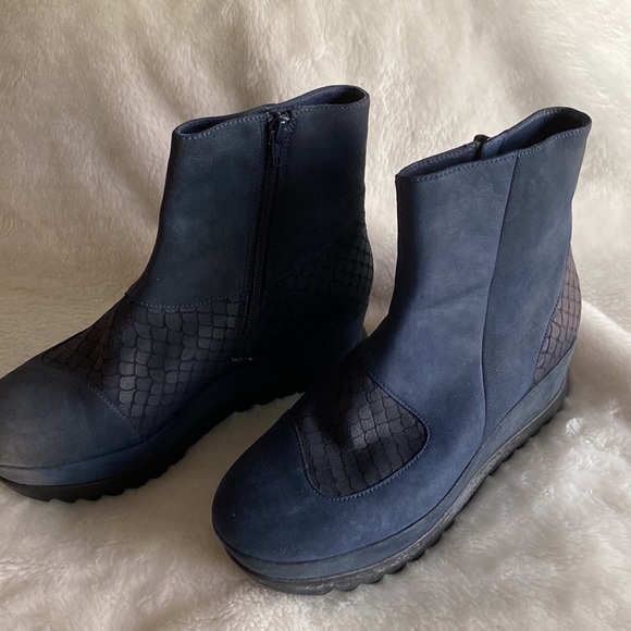 EUC CAMPER Leather Snakeskin Platform Booties Size 38 - Picture 17 of 17